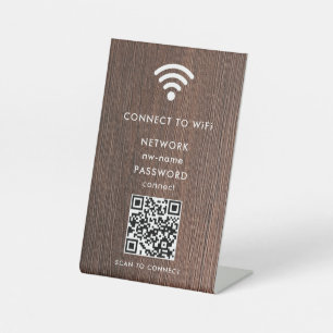 WiFi-netwerk Scan QR-code om verbinding te maken m Reclamebord Met Voetstuk