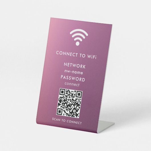 WiFi-netwerk Scan QR-code om verbinding te maken m Reclamebord Met Voetstuk (Voorkant)