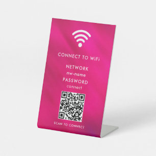 WiFi-netwerk Scan QR-code om verbinding te maken m Reclamebord Met Voetstuk