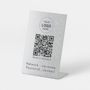 WiFi-netwerk Scan QR-code om verbinding te maken Reclamebord Met Voetstuk