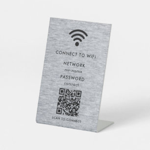 WiFi-netwerk Scan QR-code om verbinding te maken Reclamebord Met Voetstuk