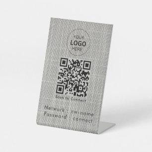 WiFi-netwerk Scan QR-code om verbinding te maken Reclamebord Met Voetstuk