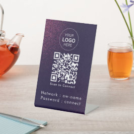 WiFi-netwerk | Scan QR-code om verbinding te maken Reclamebord Met Voetstuk