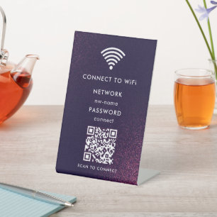 WiFi-netwerk Scan QR-code om verbinding te maken Reclamebord Met Voetstuk