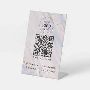 WiFi-netwerk Scan QR-code om verbinding te maken Reclamebord Met Voetstuk