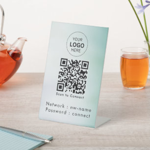 WiFi-netwerk Scan QR-code om verbinding te maken Reclamebord Met Voetstuk
