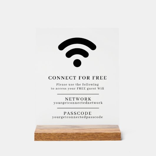 Wifi netwerk toegangscode gast info aangepaste QR Acryl Bord (Voorkant)