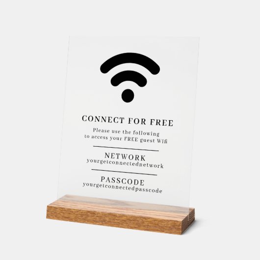 Wifi netwerk toegangscode gast info aangepaste QR  Acryl Bord (Hoek)