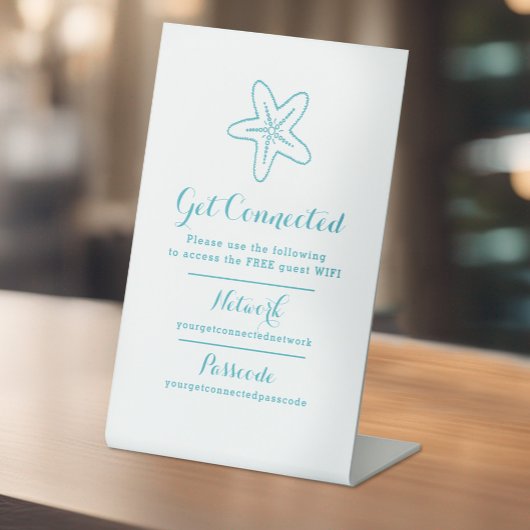 Wifi netwerk toegangscode gast info zeesterren bla reclamebord met voetstuk