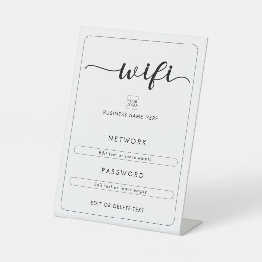 Wifi Netwerk Wachtwoord Logo Business Koffie Café Reclamebord Met Voetstuk (Voorkant)