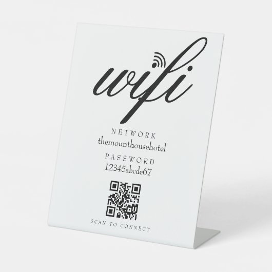 Wifi Netwerk Wachtwoord QR Code Zakelijk Detailhan Reclamebord Met Voetstuk (Voorkant)