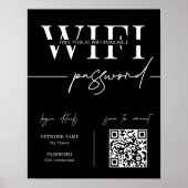 WIFI Netwerk Wachtwoord QR Code Zwart Minimalistis Poster (Voorkant)