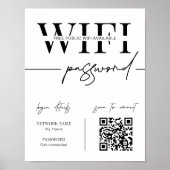 WIFI Netwerk Wachtwoord QR Code Zwart & Wit Modern Poster (Voorkant)