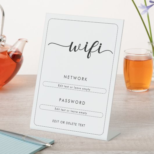 Wifi Netwerk Wachtwoord Zakelijk Koffiecafé Reclamebord Met Voetstuk (Insitu)