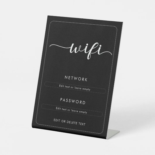Wifi Netwerk Wachtwoord Zakelijk Koffiecafé Reclamebord Met Voetstuk (Voorkant)