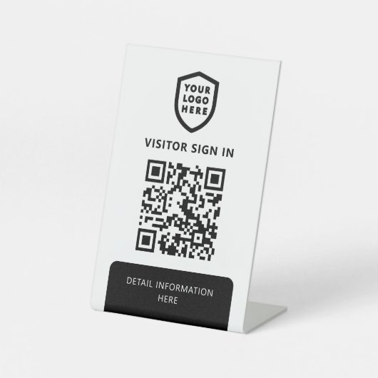 WiFi-netwerk | White QR Code Scan to Sign In Reclamebord Met Voetstuk (Voorkant)