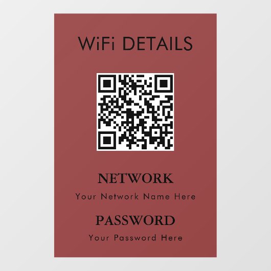 WiFi-netwerktoegang | QR Code Wachtwoord Weergave Raamsticker (Vel)