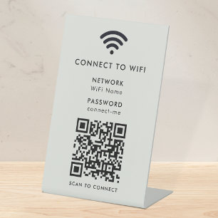 WiFi-netwerkwachtwoord QR-code Scannen naar grijs Reclamebord Met Voetstuk