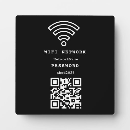 Wifi Network and Password Black Plaque Fotoplaat (Voorkant)