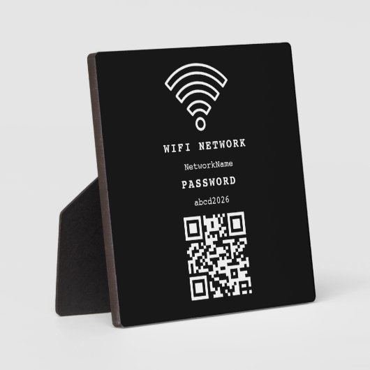 Wifi Network and Password Black Plaque Fotoplaat (Voorkant)
