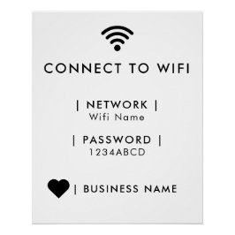 Wifi Network and Password Business Retail Perfect Poster