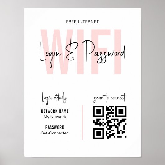 Wifi Network and Password Business Retail Poster (Voorkant)