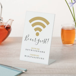Wifi Network and Password Business Retail Reclamebord Met Voetstuk