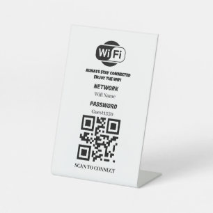 Wifi Network and Password Business Retail Reclamebord Met Voetstuk