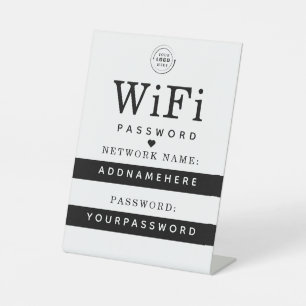 Wifi Network and Password Business Retail Reclamebord Met Voetstuk
