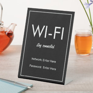 Wifi Network and Password Business Retail Reclamebord Met Voetstuk