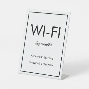 Wifi Network and Password Business Retail Reclamebord Met Voetstuk