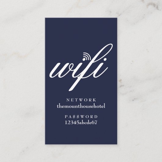 Wifi Network and Password Navy Blue Guest Card Visitekaartje (Voorkant)