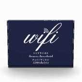 Wifi Network and Password Sign Navy Blue Fotoblokken (Voorkant)