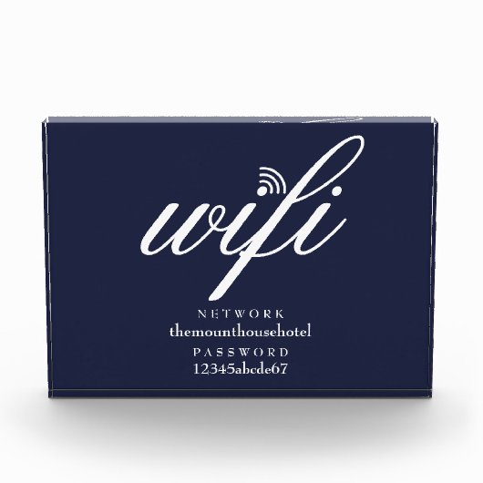 Wifi Network and Password Sign Navy Blue Fotoblokken (Voorkant)