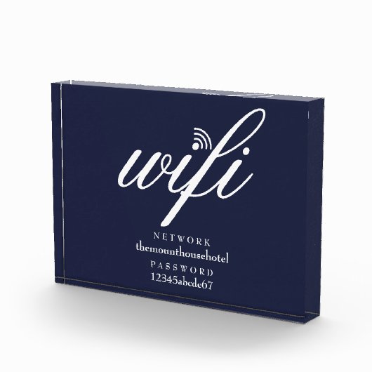 Wifi Network and Password Sign Navy Blue Fotoblokken (Rechts)