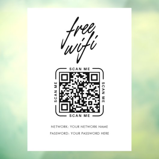 Wifi Network QR Code Black Modern Business Raamsticker (Vel 3)