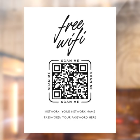 Wifi Network QR Code Black Modern Business Raamsticker (Vel 2)