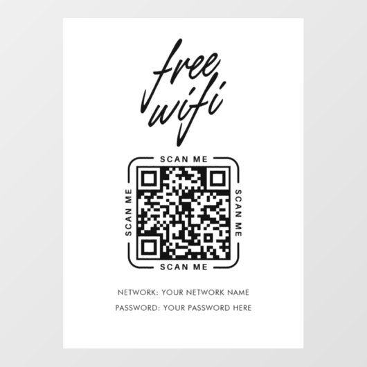Wifi Network QR Code Black Modern Business Raamsticker (Vel)