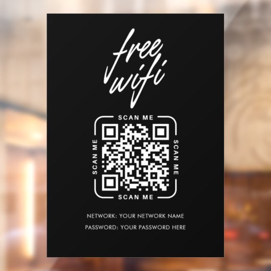 Wifi Network QR Code Black Modern Business Raamsticker (Vel 2)