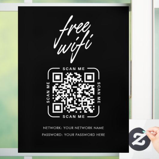 Wifi Network QR Code Black Modern Business Raamsticker (Huis)