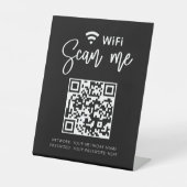 Wifi Network QR Code Black Modern Business Reclamebord Met Voetstuk (Voorkant)
