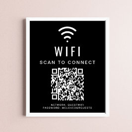 WiFi Network Scan om QR Code Black aan te sluiten Poster
