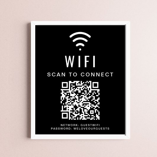 WiFi Network Scan om QR Code Black aan te sluiten Poster