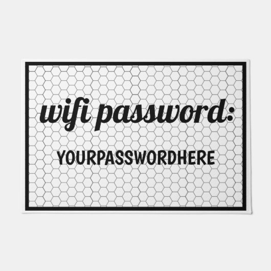 "WiFi Password"-AirBNB- Memory Aid Hex Tegel Deurmat (Voorkant)