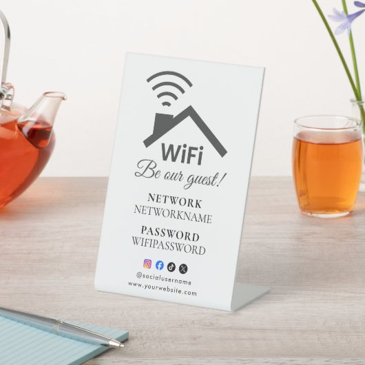 Wifi Password and Network Personalized Reclamebord Met Voetstuk (Insitu)