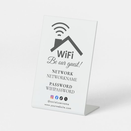 Wifi Password and Network Personalized Reclamebord Met Voetstuk (Voorkant)