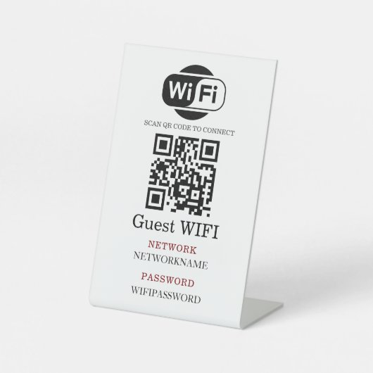 Wifi Password and Network Personalized Reclamebord Met Voetstuk (Voorkant)