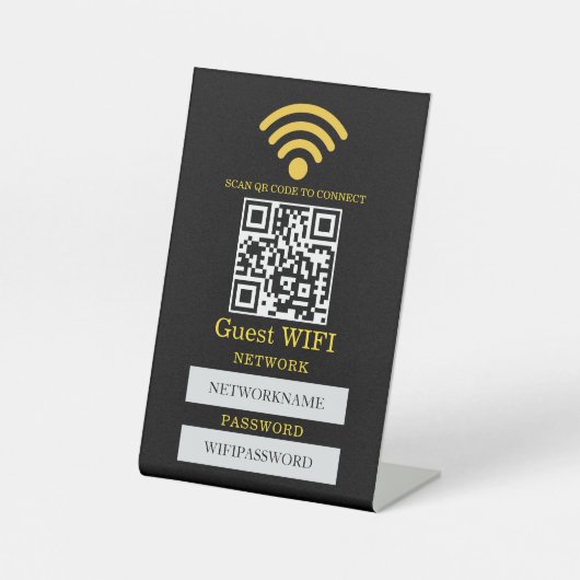 Wifi Password and Network Personalized Reclamebord Met Voetstuk (Voorkant)