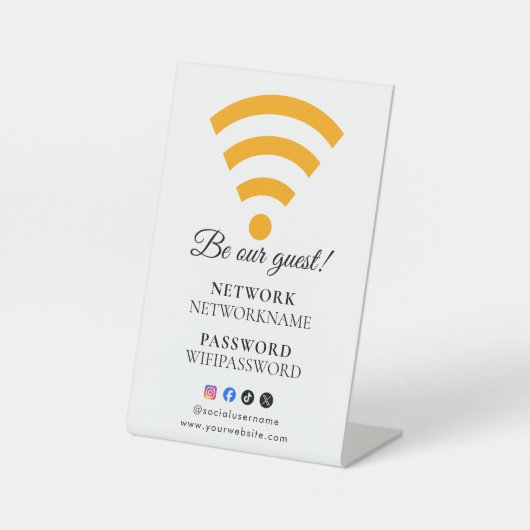 Wifi Password and Network Personalized Reclamebord Met Voetstuk (Voorkant)