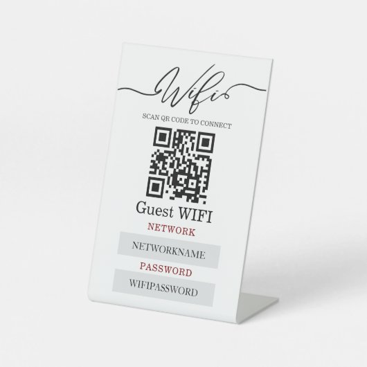Wifi Password and Network Personalized Reclamebord Met Voetstuk (Voorkant)